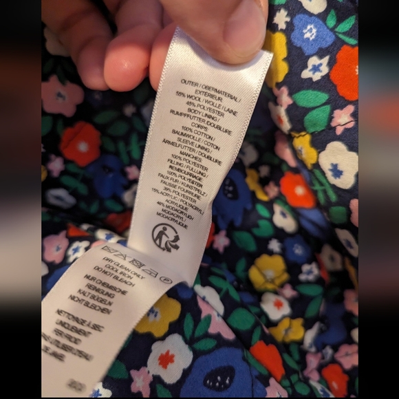 Mini Boden Wool Blend Coat with Quilted Floral Lining - Picture 6 of 8